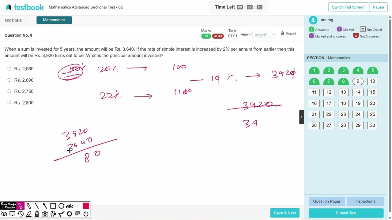 LIVE RRB NTPC MATHS ADVANCE MOCK 2|| MATHS SECTIONAL TESTBOOK MOCK 2