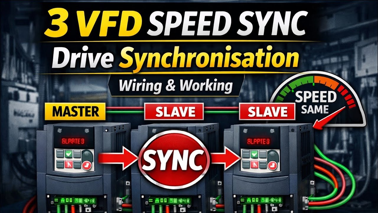 3 Drive Synchronisation Connection & Working | 3 VFD Speed Sync Wiring  |#electrician #electrical
