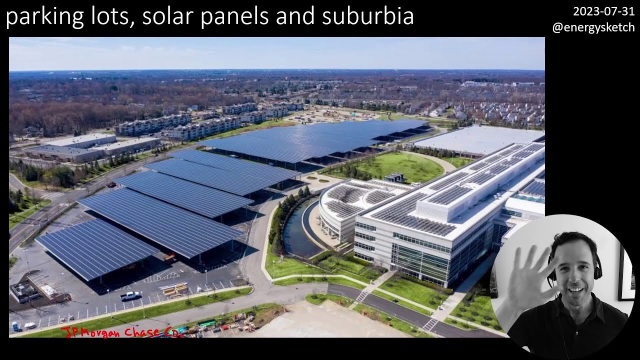 parking lots, solar panels, and suburbia