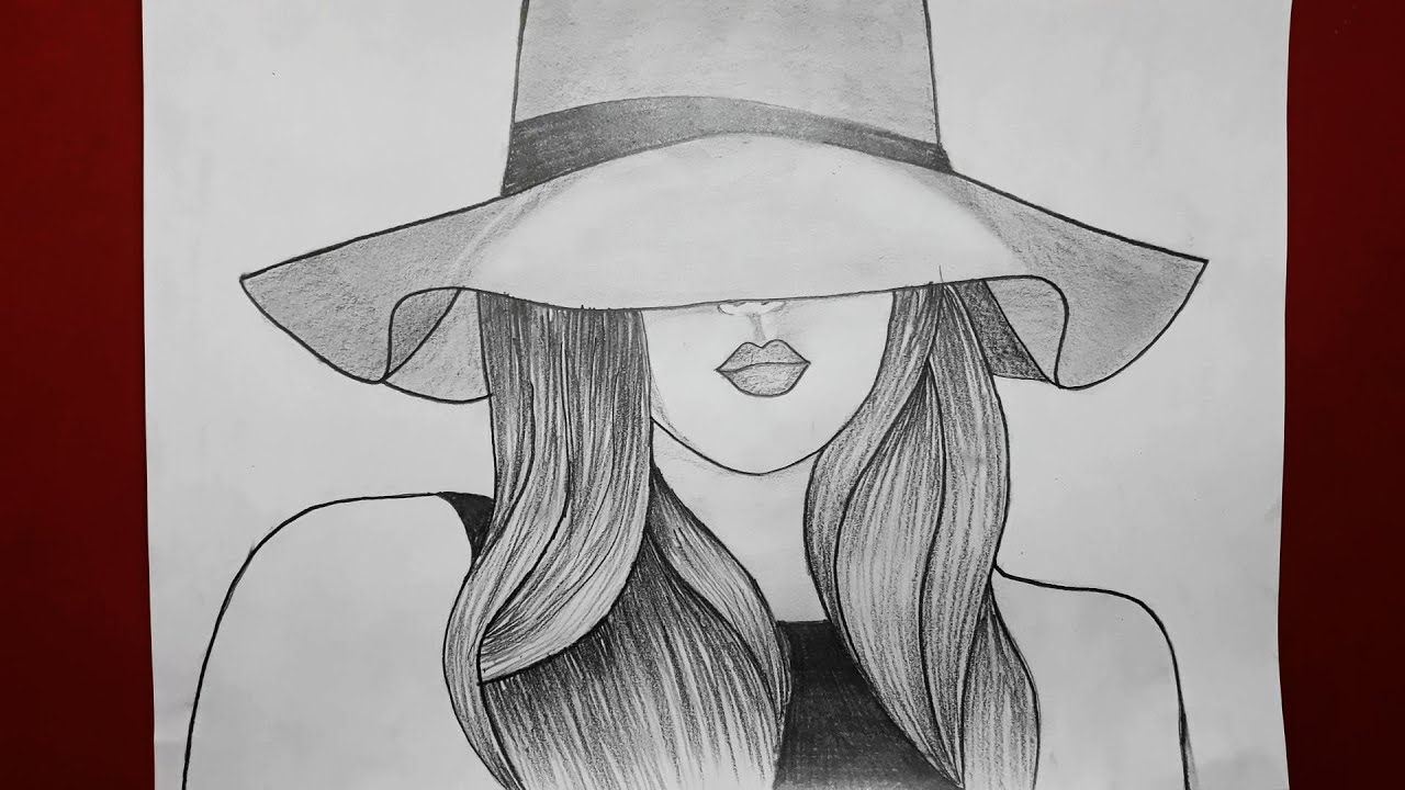 ADIM ADIM Şapkalı Güzel Kız Nasıl Çizilir / How to draw a girl with hat //Pencil sketch