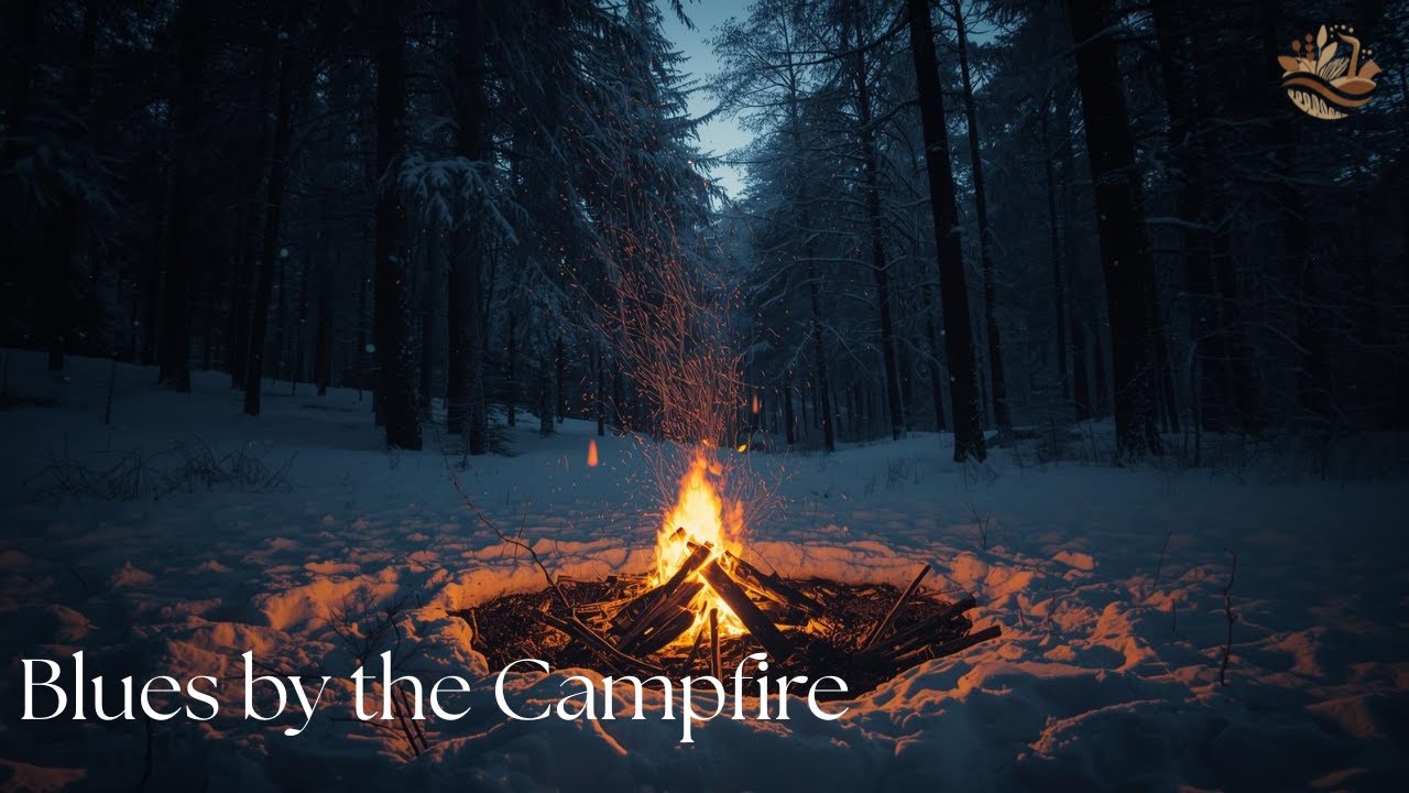 Winter Campfire Blues 🔥❄️ | Snowy Forest Ambience with Blues Jazz (4K)