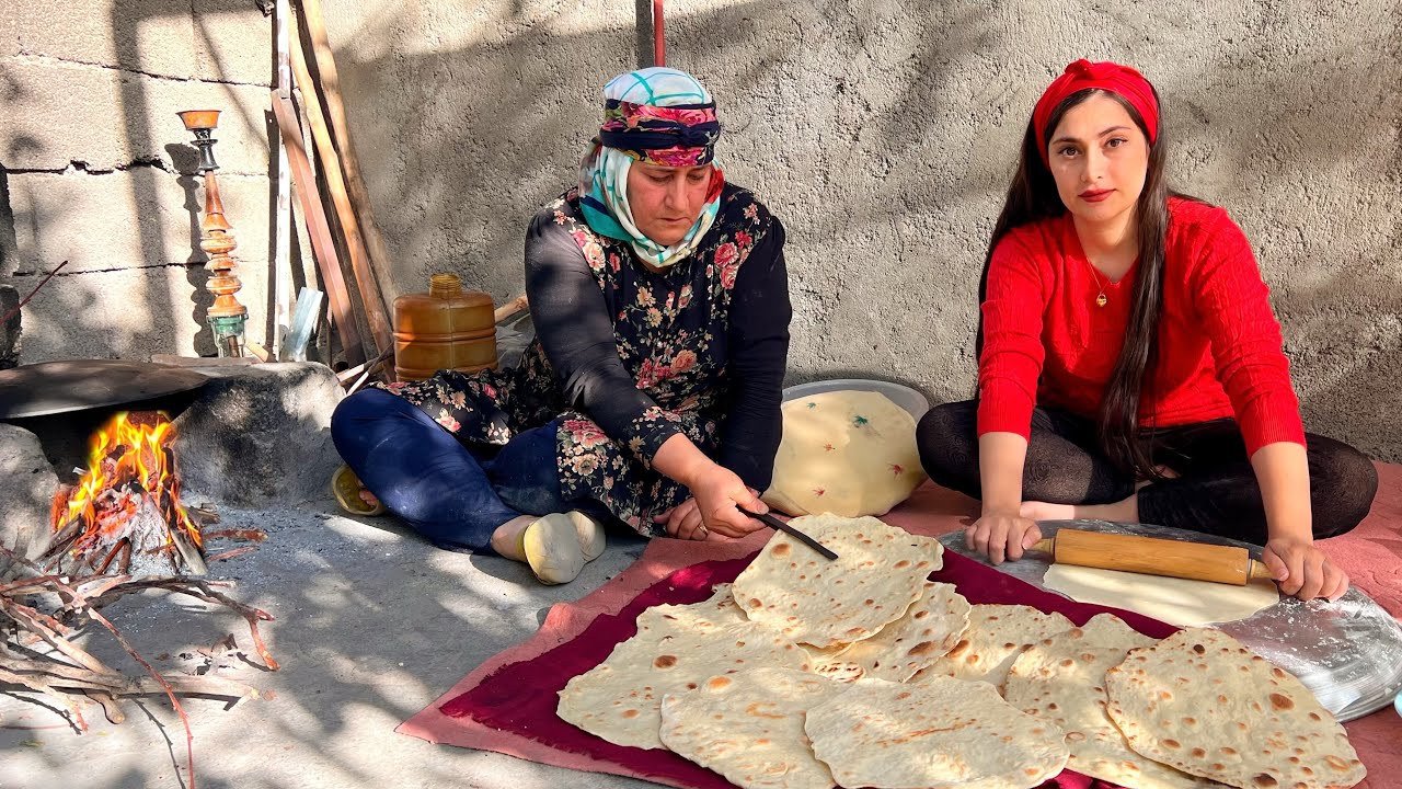 village life in iran | Baking traditional bread in the village | no oven no stove 🔥