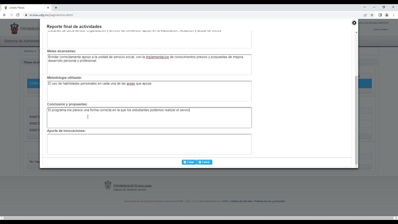 TUTORIAL LLENADO DE REPORTE FINAL SS.SIIAU