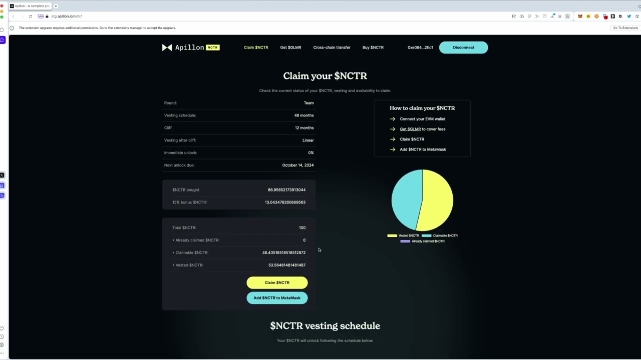 Apillon NCTR Claim - a step-by-step tutorial to get your $NCTRs.