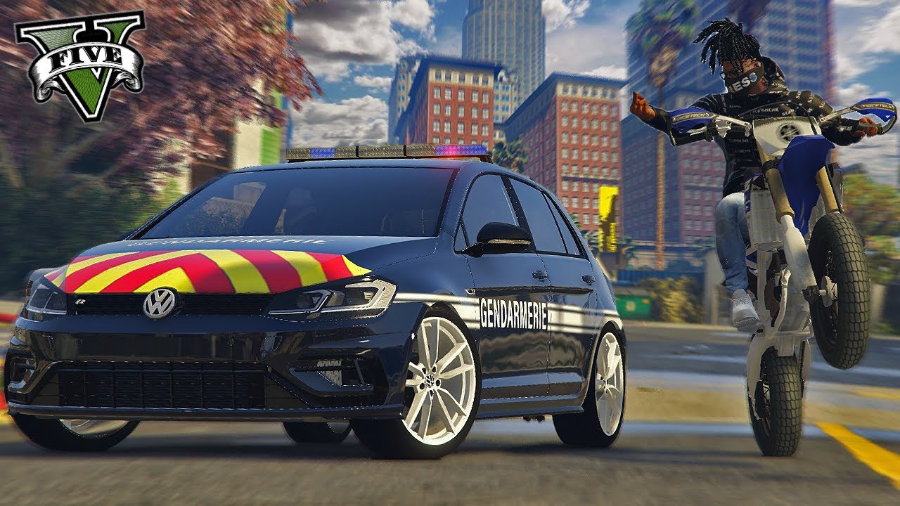 LA GENDARMERIE EN GOLF 7.5R VS DES JEUNES DE CITÉ EN YAMAHA YZ450F | GTA V RP MOD
