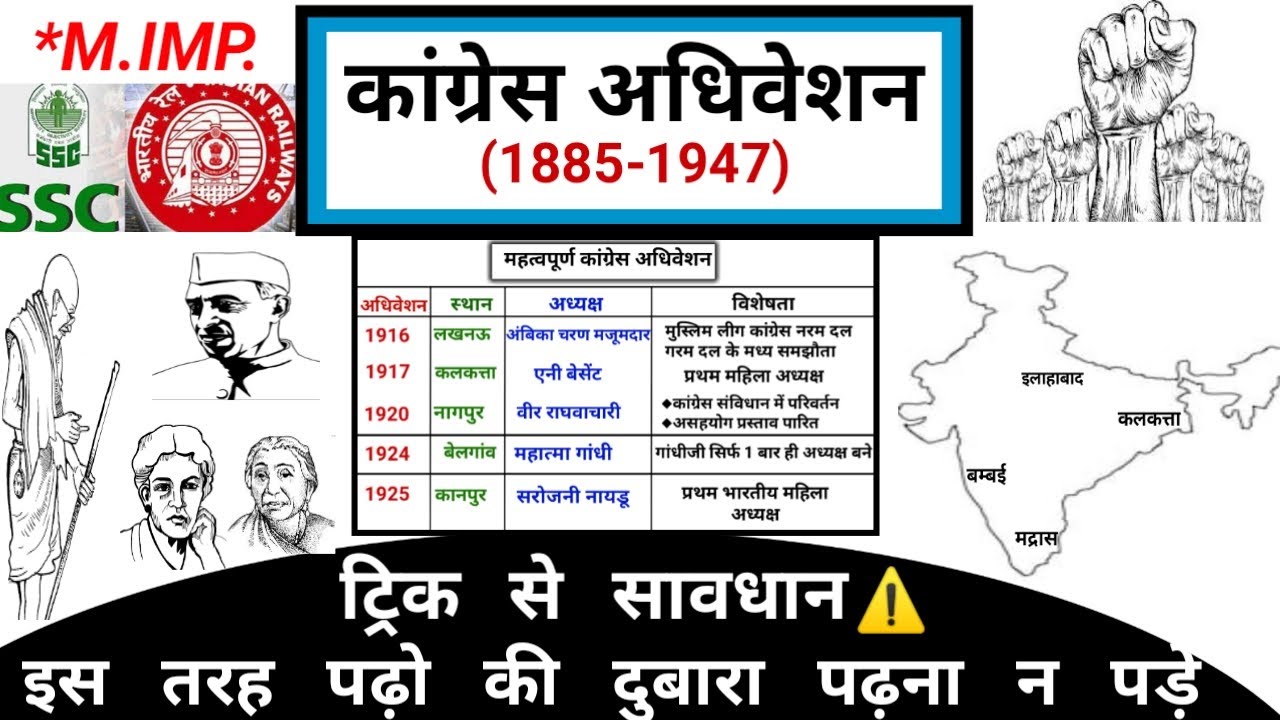 कांग्रेस अधिवेशन | Congress Adhiveshan in hindi | Modern history | Study vines official |