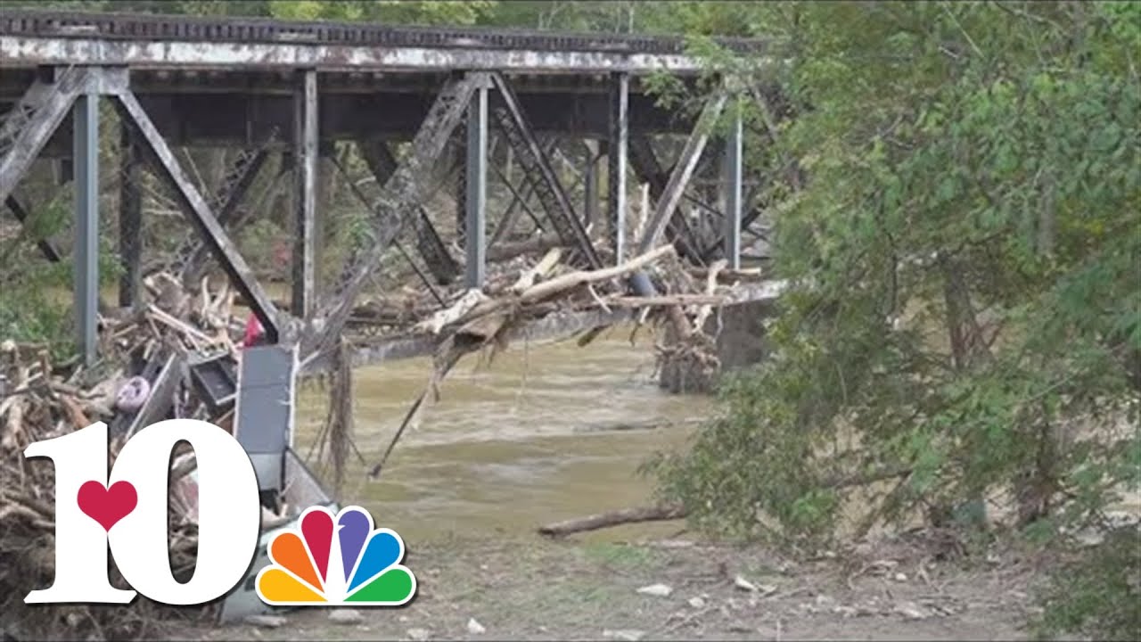 What the Pigeon River looked like before and after Hurricane Helene