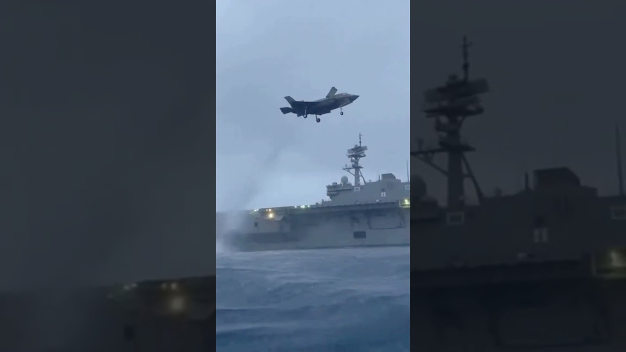 F-35 vs. MONSTER Waves! 🌊✈️ #f35 #fighterjet #viral #shorts #navy