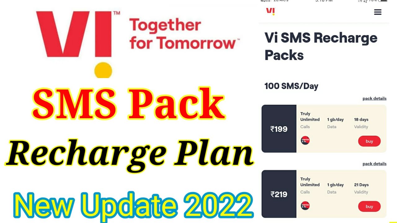 Vi SMS Recharge Plans - Vi SMS Pack - Vodafone Idea SMS Pack 2022 - Vi Me SMS Recharge Kaise Kare?