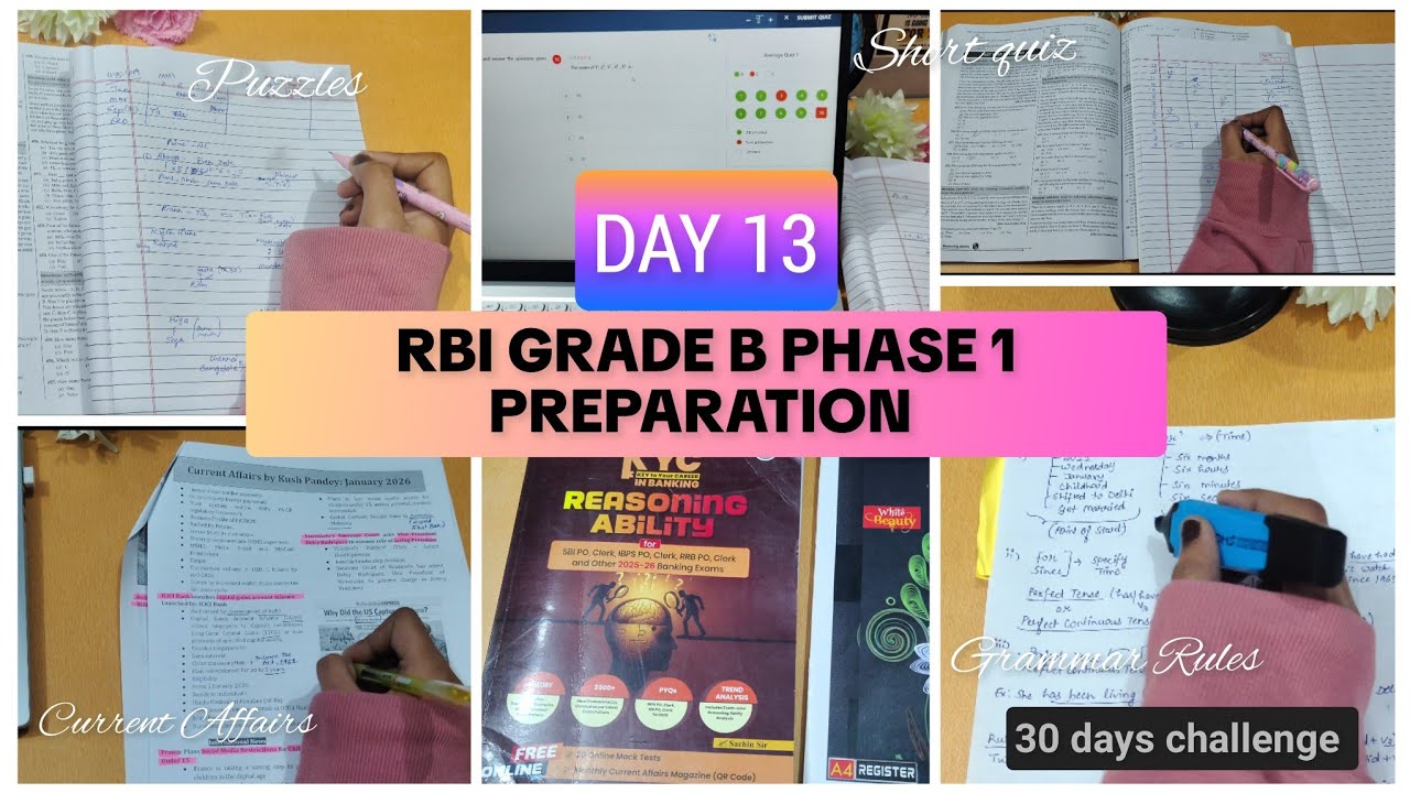 Day 13 RBI Grade B Phase 1 | Mains Puzzles, Quants Short Quiz & CA
