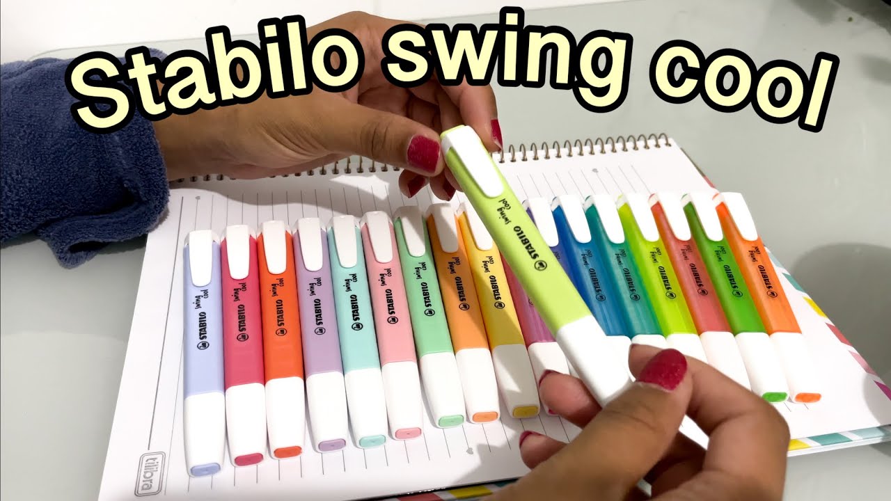 Pen test marca-texto stabilo swing cool - todas as cores (review) coleção completa