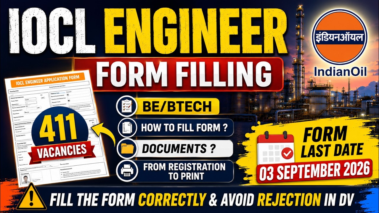 IOCL ENGINEER ONLINE APPLICATION FORM FILLING | IOCL ENGINEER RECRUITMENT 2026