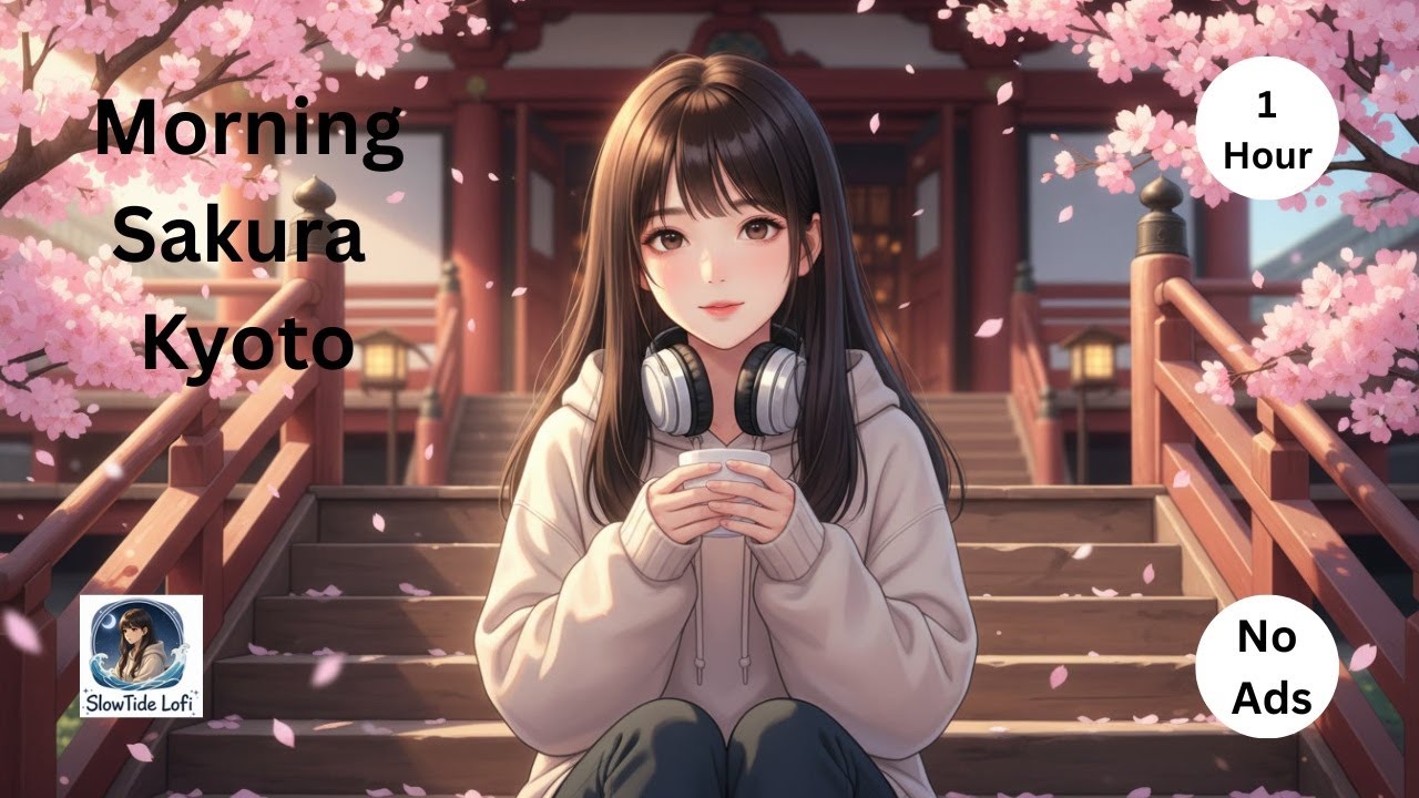 Morning Sakura in Kyoto 🌸 Lofi Mix - 1 Hour | Cherry Blossom Temple Vibes | SlowTide LoFi