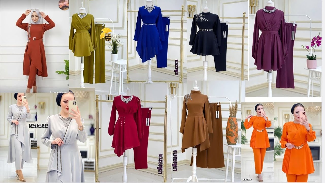 😍🥰🤩65 models of Hijab two pieces set 🧡💛🤎💜💙💚🤍💗