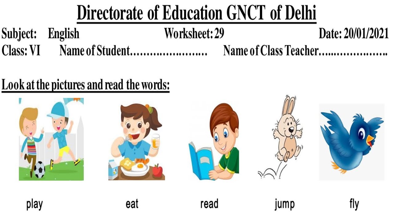 Class 6 || WorkSheet 29 Answers || 20-January-2020 || Subject ENGLISH || DelhiGovt CBSE ICT CHANNEL