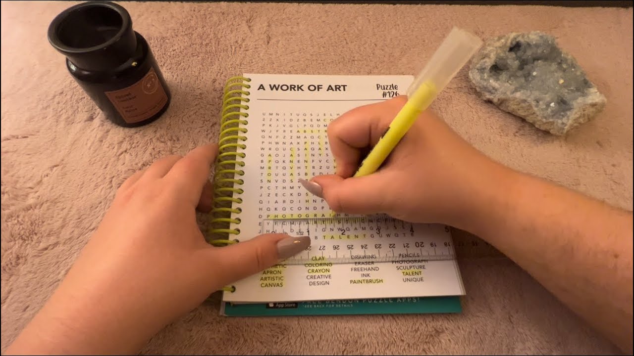 ASMR do a word search with me 2 💚 soft close whisper, tapping, tracing
