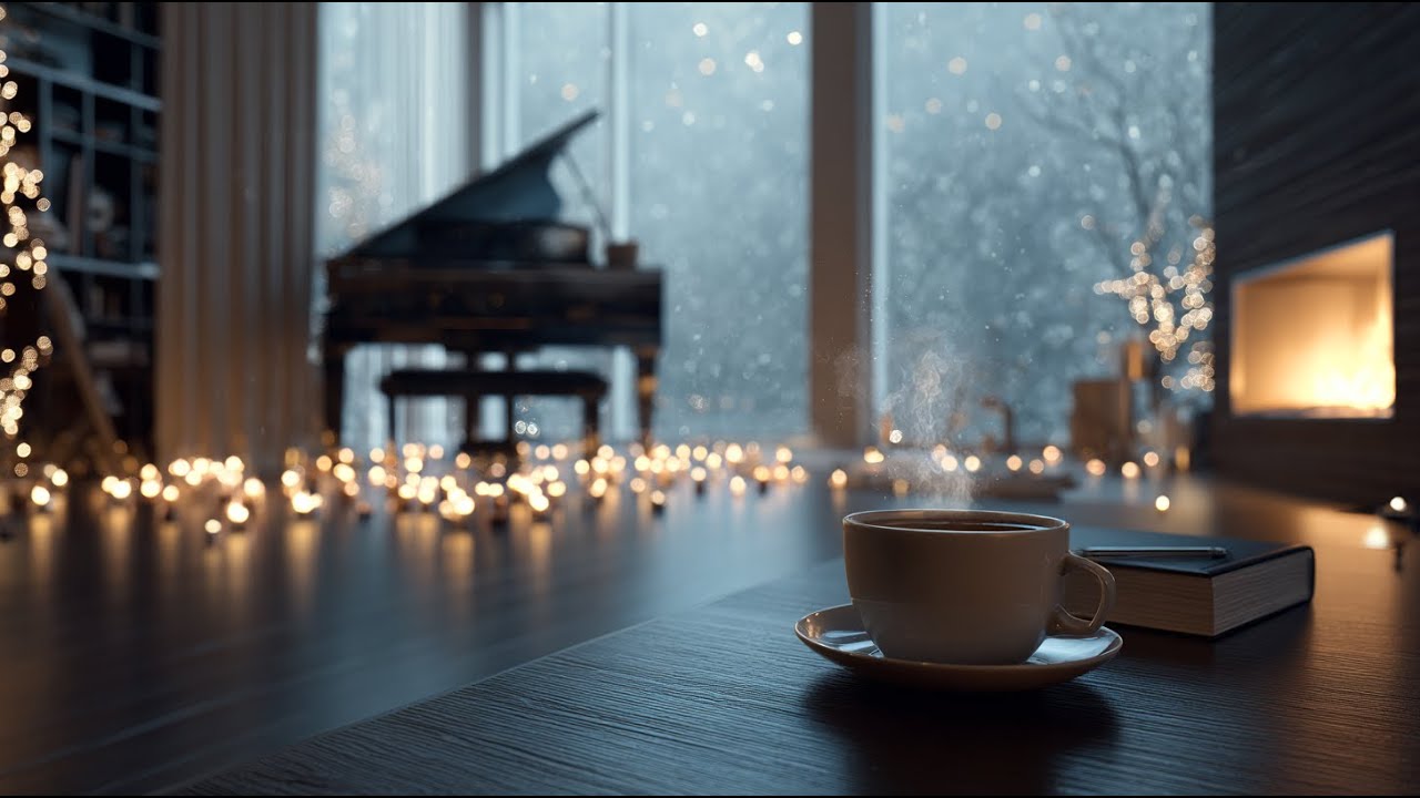 Soft Jazz Piano for Calm Late Night Desk Work | Peaceful Winter Atmosphere