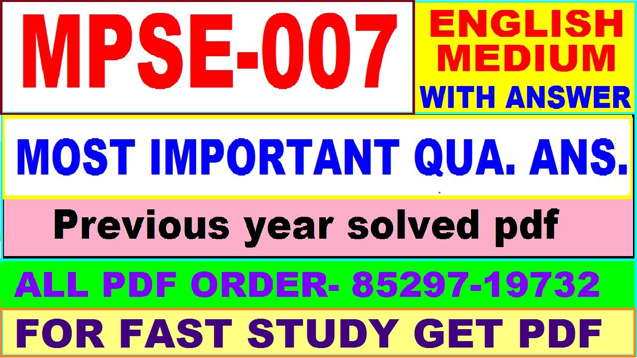 mpse 007 important questions / mpse 7 previous year question paper in English / ma political science
