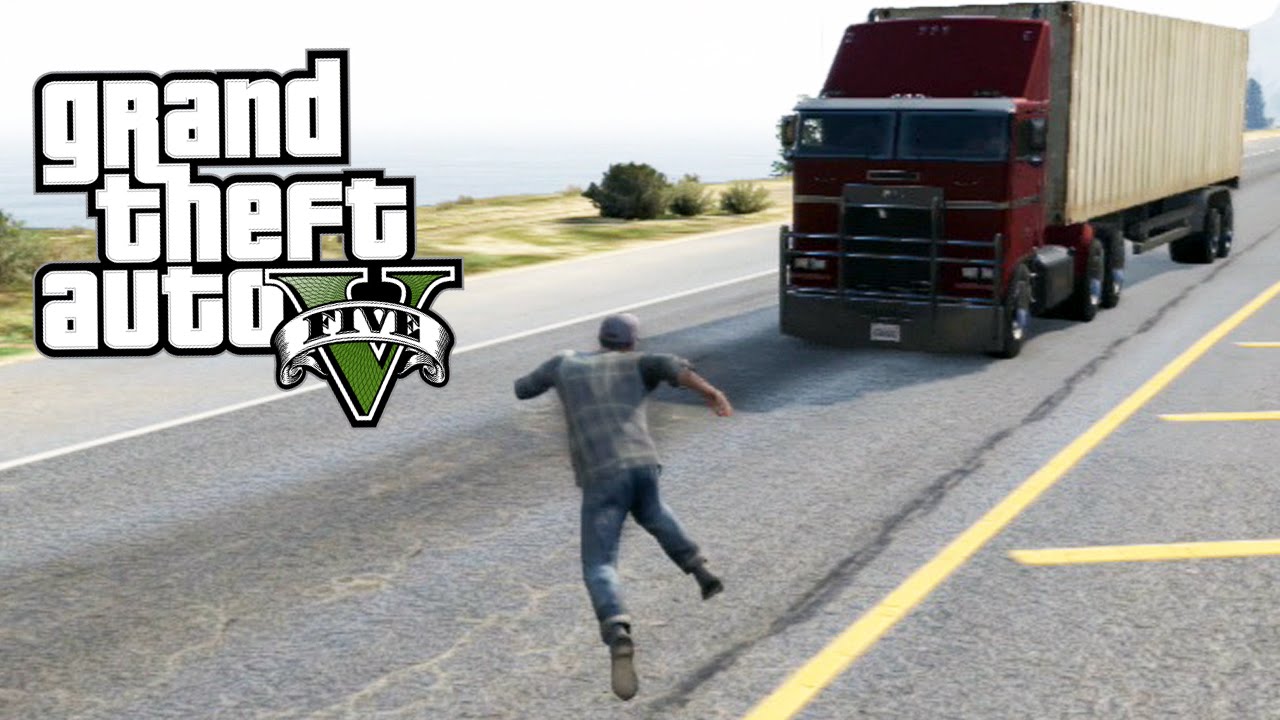 GTA V - Jumping in Front of Cars (Freeroam)