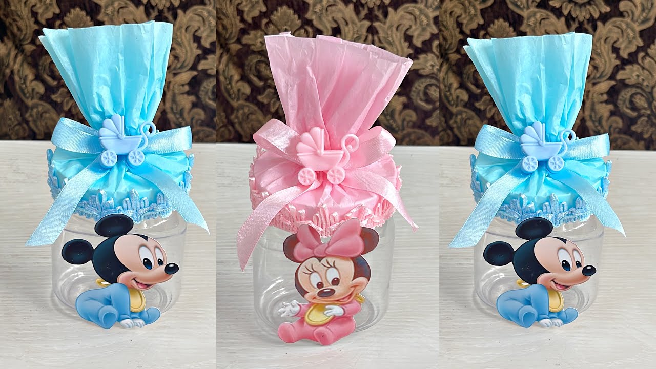 Decoraciones para BABY SHOWER con botellas de plástico FÁCIL Y RÁPIDO 🎀💙
