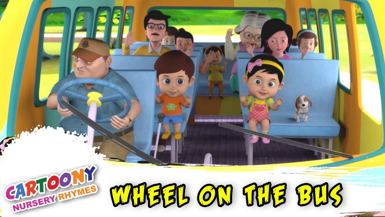 Wheel On The Bus | New Animated Funny Cartoony Rhymes | Baby Song | Children Poems
