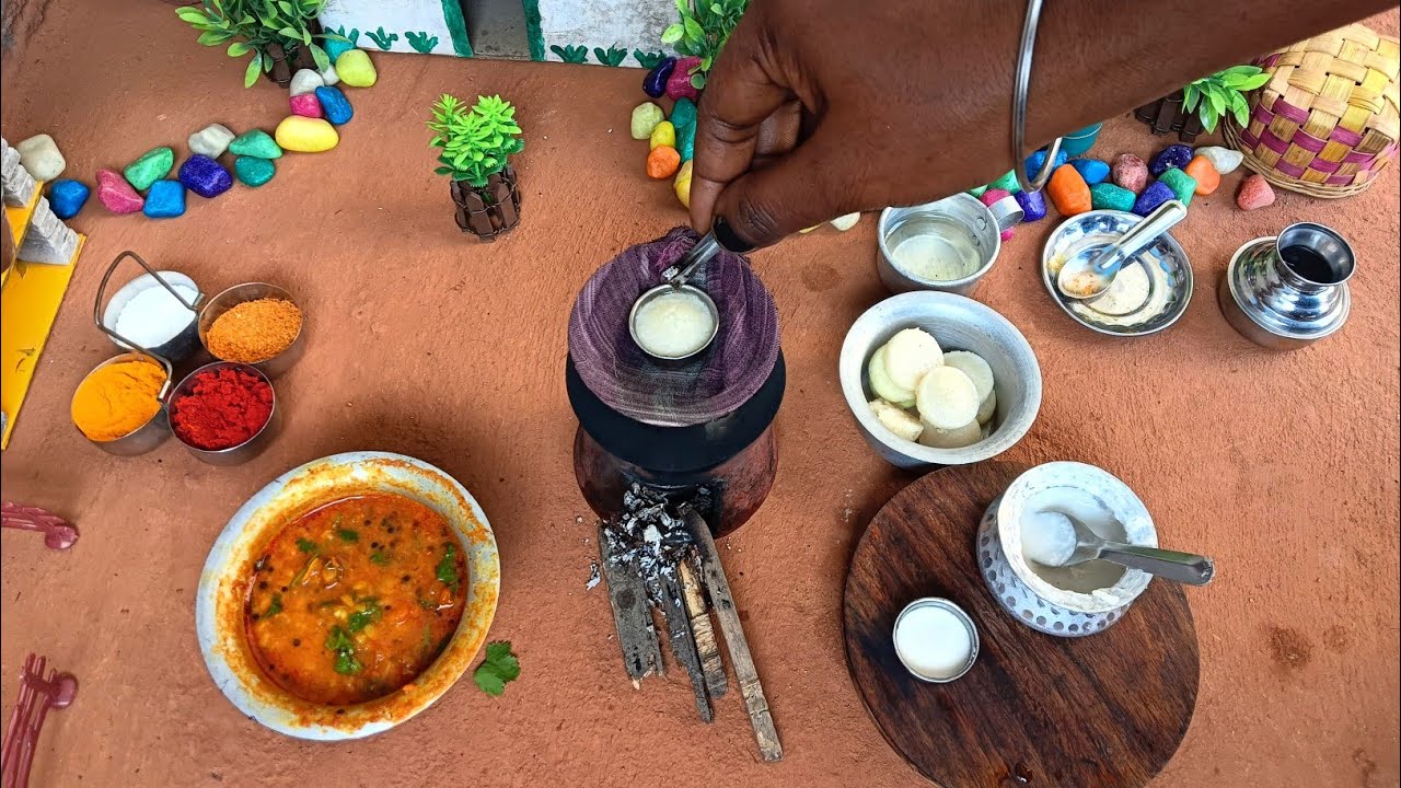 Miniature Idli Sambar | How To Make Idli Sambar | Sambar Recipe | Idli Recipe | Village Miniature | 