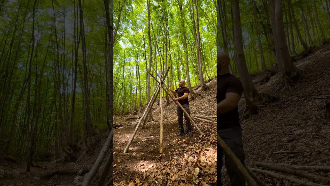 Building a cozy TEEPE tent with a tarp.