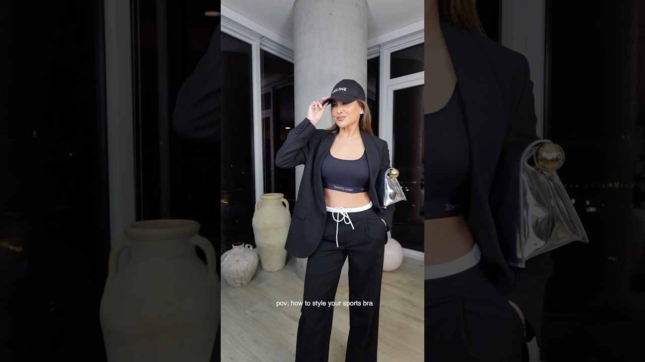 5 Ways To Style Your Sports Bra💫 #grwm #fashion #ootd #fashionstyle #makeup #style #outfit #outfits