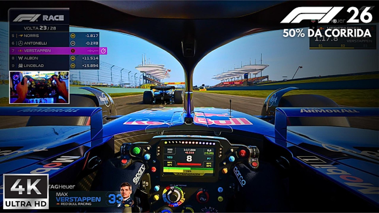 F1 26 🇨🇳 - GP da China Ultra Realista 4K | RB22 de Max Verstappen | 50% da Corrida