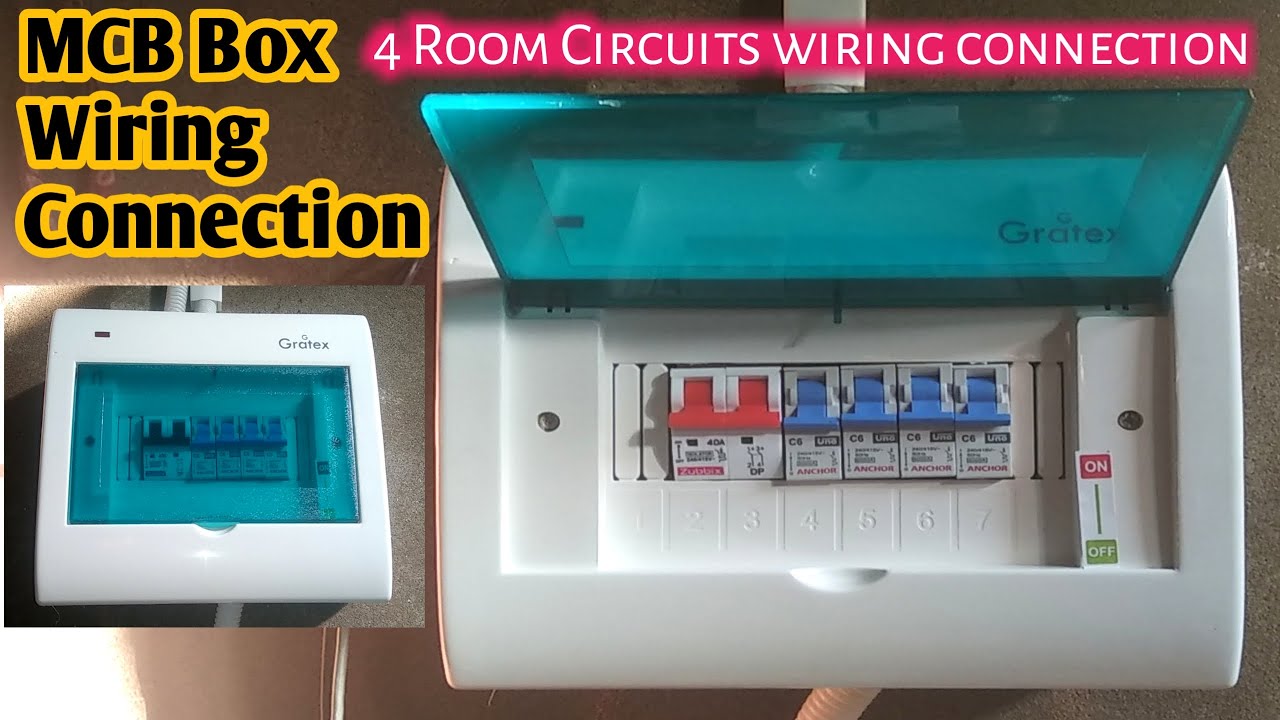 8 way MCB box wiring,4 room circuits wiring connection