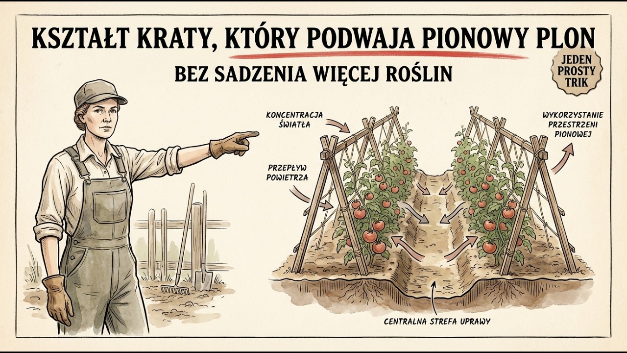 Kształt kratownicy, który podwaja plony w pionie (bez większej liczby roślin)