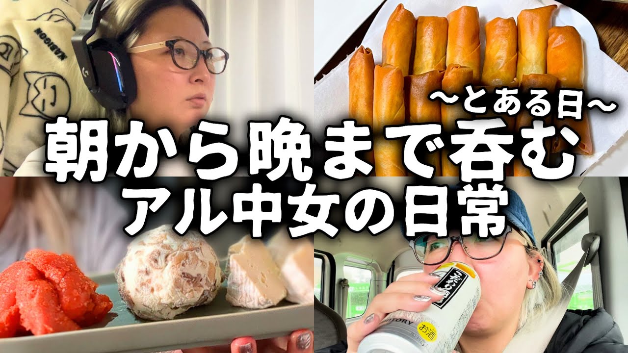 【酒飲みVlog】休日は朝から晩まで飲む女【アル中】
