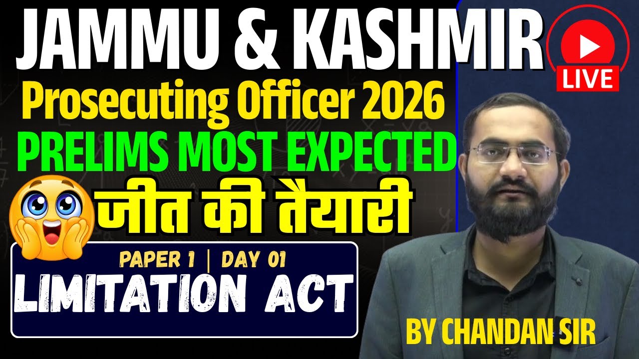 Jammu Prosecuting Officer 2025 | Prelims Revision Series | Limitation Act | Paper 01 By Chandan Sir