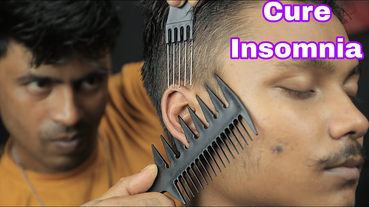 Barber To Barber Comb Massage For Cure Insomnia | Comb Scratching Head Massage With 3d ASMR Sound