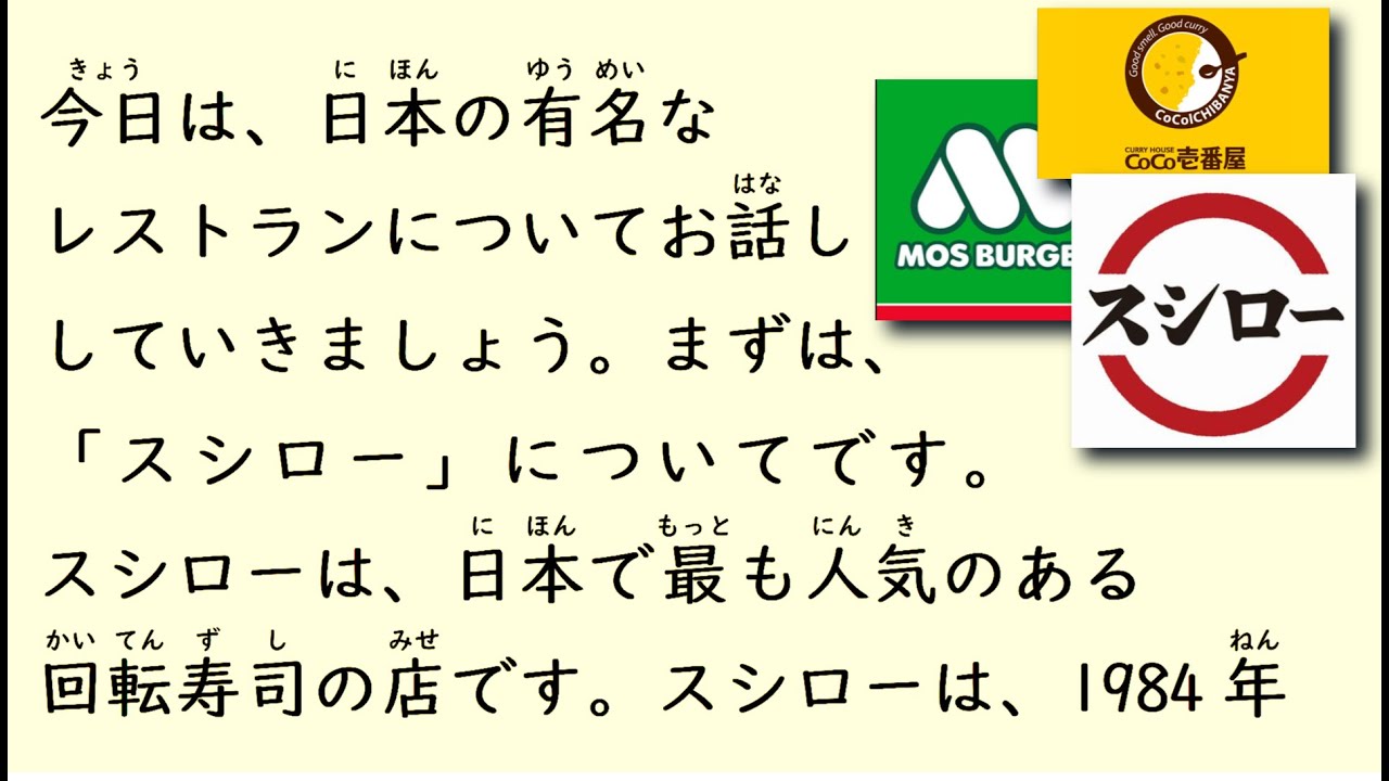 1 Hour Simple Japanese Listening - Japanese Chain Restaurants (ENG SUB) #37