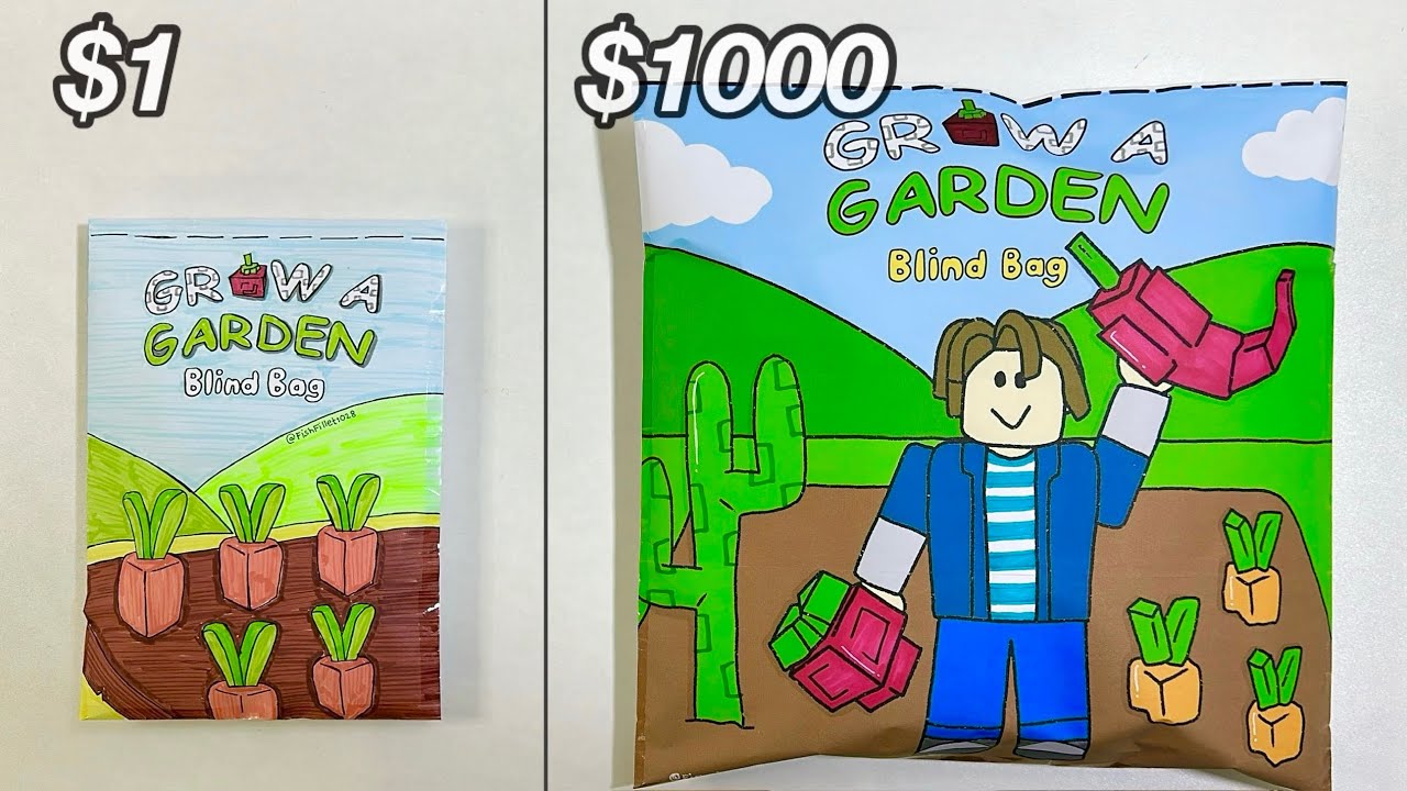 [💸paper diy💸] $1 vs $1000 GROW A GARDEN ROBLOX BLIND BAGS unboxing! | asmr