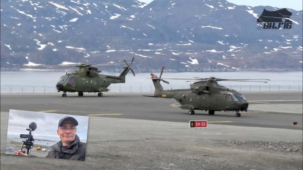 Danish Airforce two EH 101’s - M-510 & M-520 arriving Nuuk Airport 08/06-2025