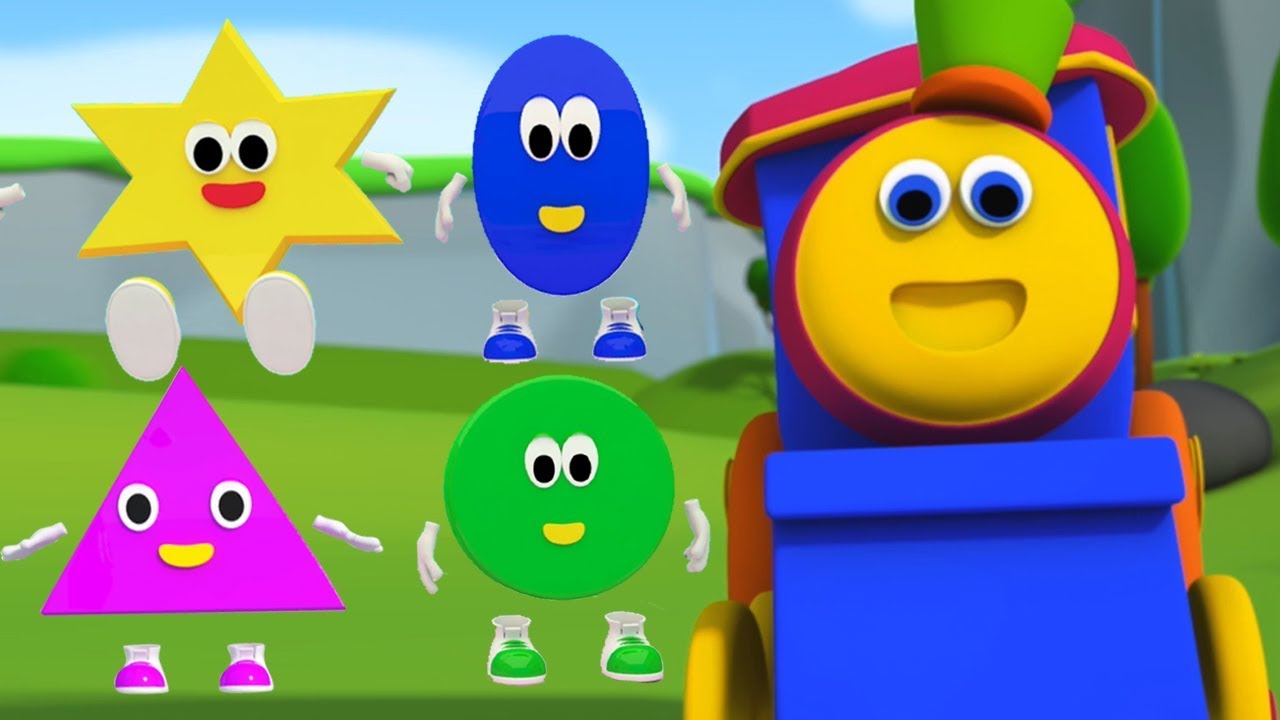 Formen gehen rollen | Bob Zug | formt Lied für Kinder | Verwendung von Formen | Shapes Go Rolling