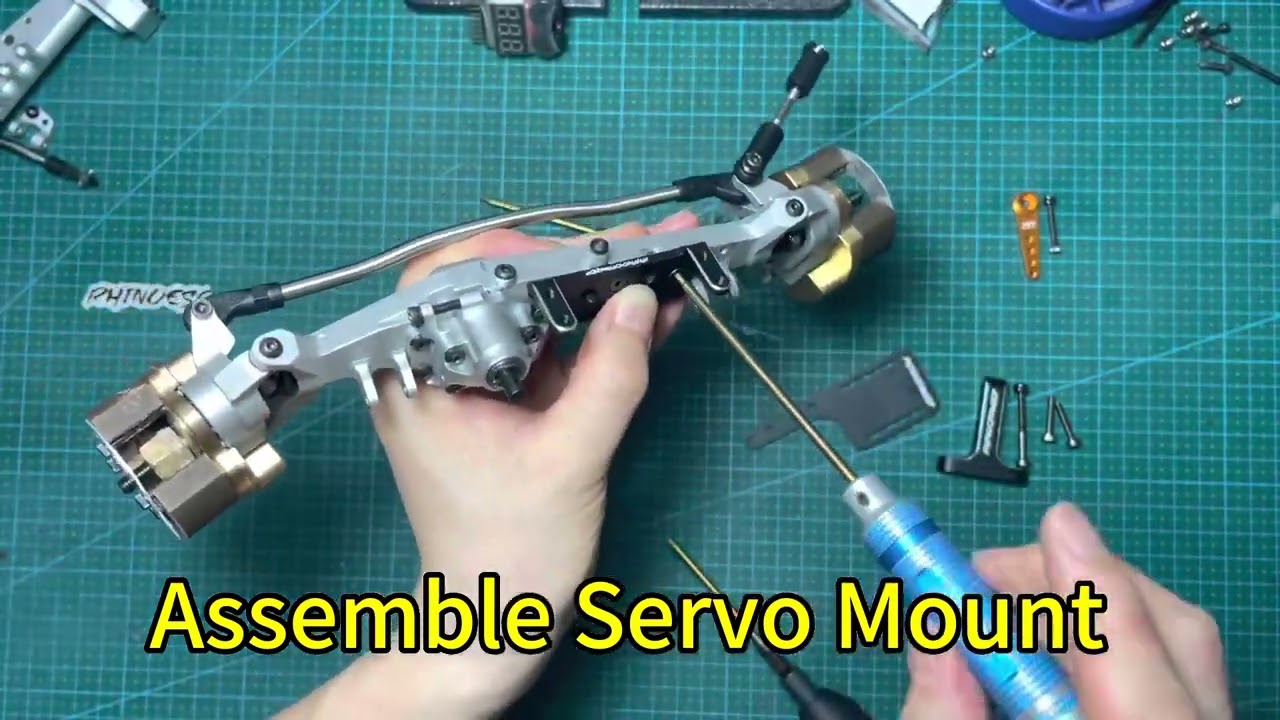How to assemble Rhino CNC link servo and battery mount to Axial Capra Axles!