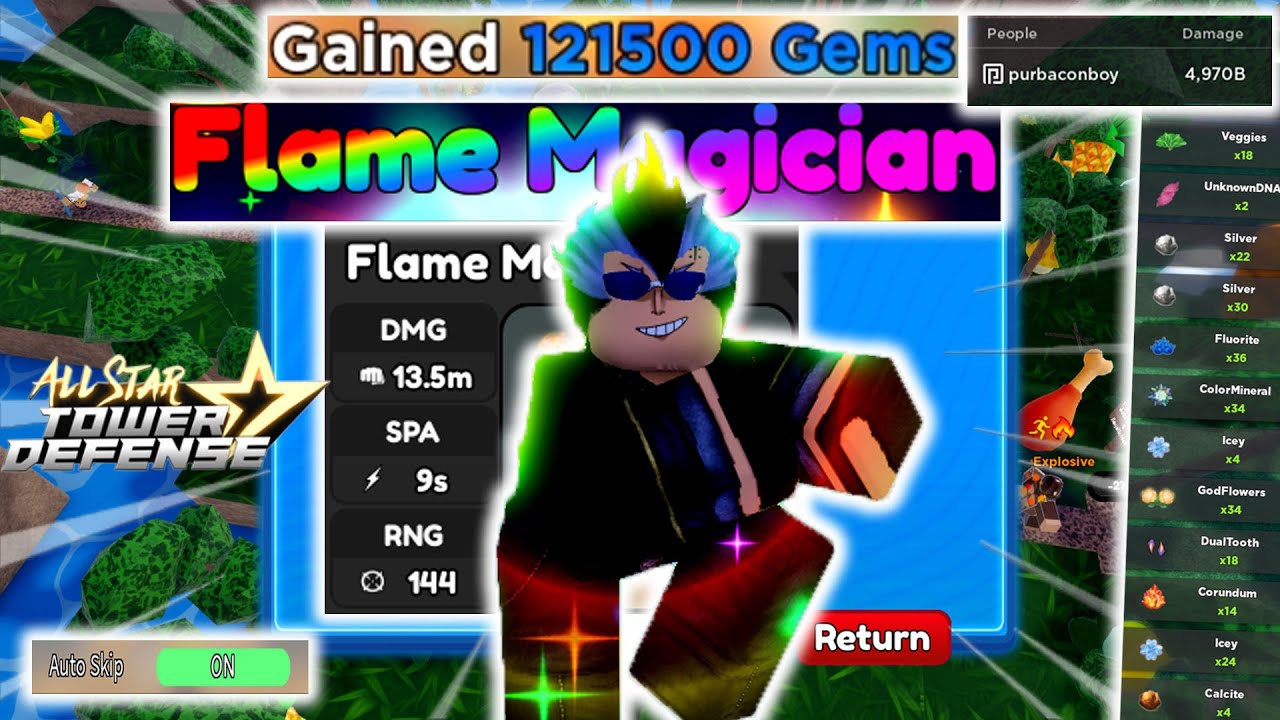 (New Damage Task) Material/Damage Farm feat. 6Star Flame Magician (Magna) | All Star Tower Defense