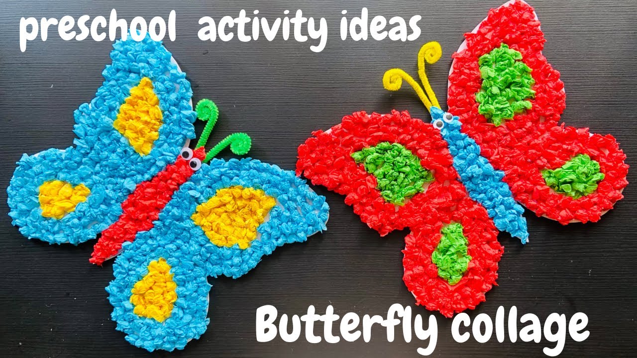 Butterfly Collage | Paper Collage Activities | Paper Crumpling and pasting activity