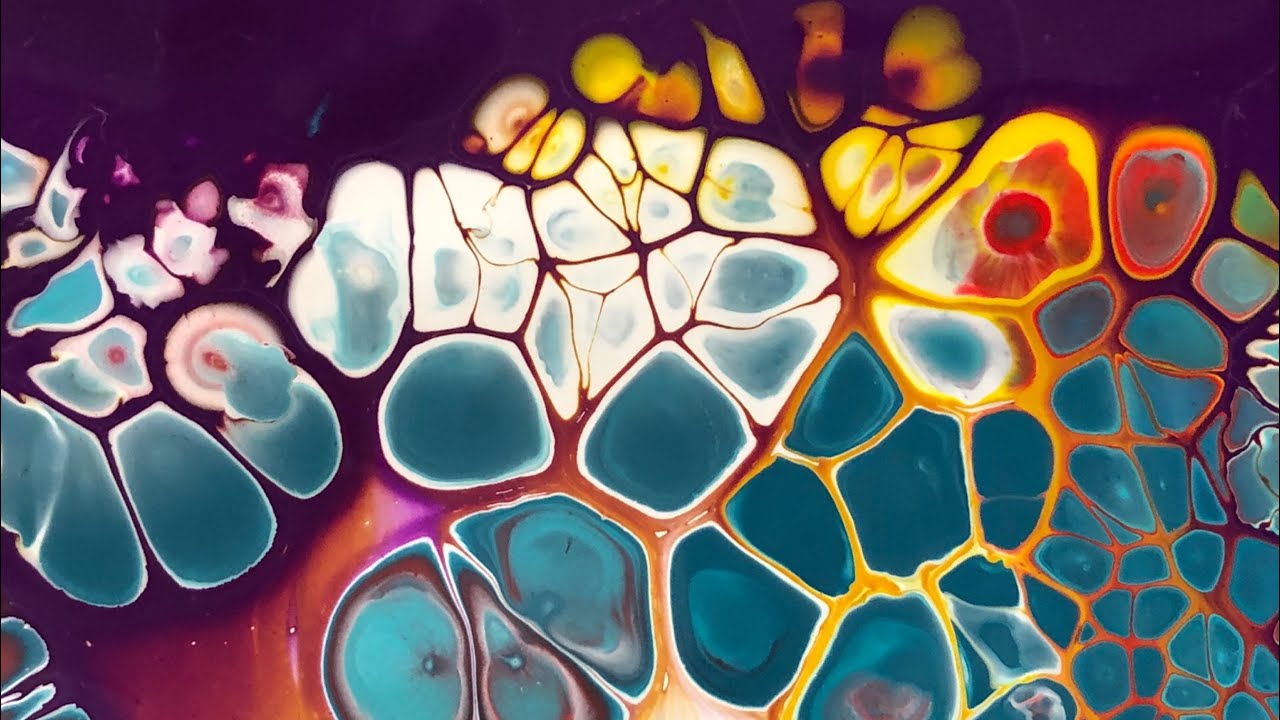 Magnificent cells galore with split swiped twin acrylic pour with water filled balloon kisses