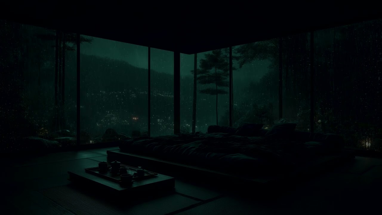 Deep Sleep Rain Sounds in a Traditional Japanese Room 🌙 Calm Night Garden