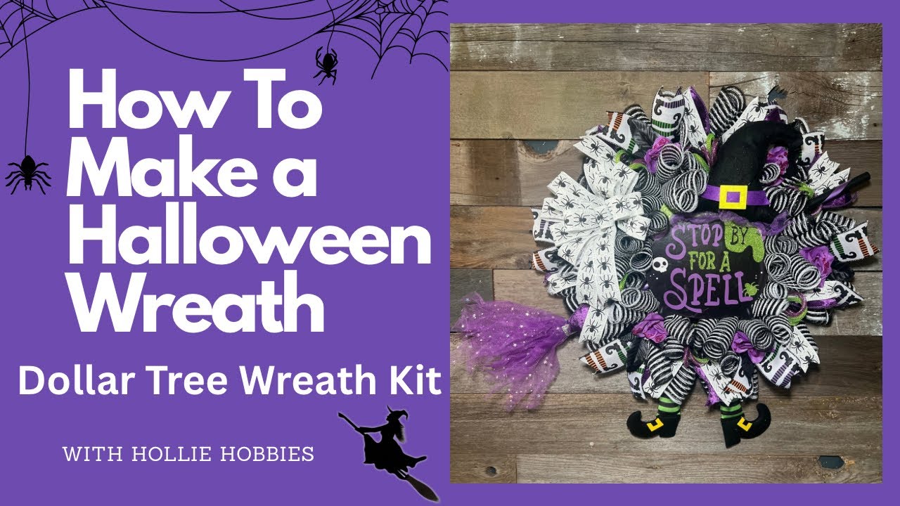 Halloween Deco Mesh Wreath/ DIY Halloween Decorations/ Halloween Wreath DIY Dollar Tree/ Halloween