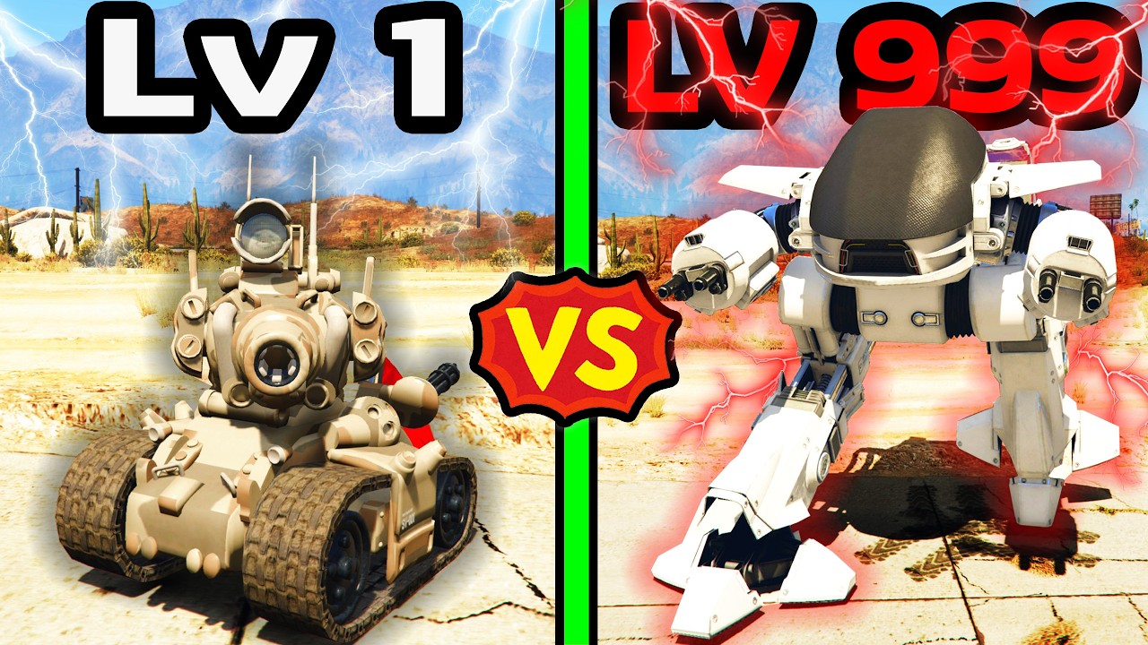 รถถัง Lv.1 VS รถถัง Lv.999 ทำภารกิจจับโจร! GTA V Mods