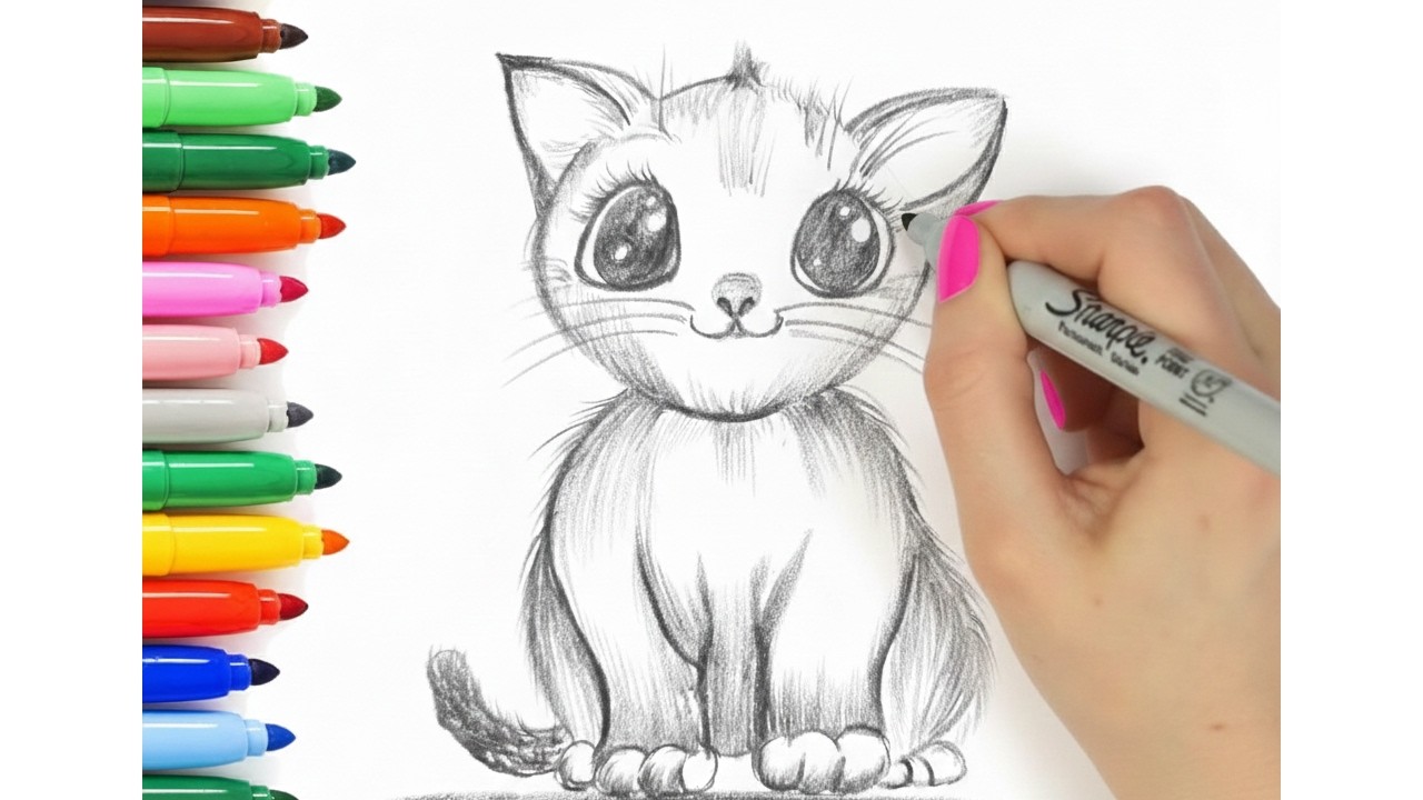 How to Draw a Cute Cat (Easy Pencil Shading for Beginners)
