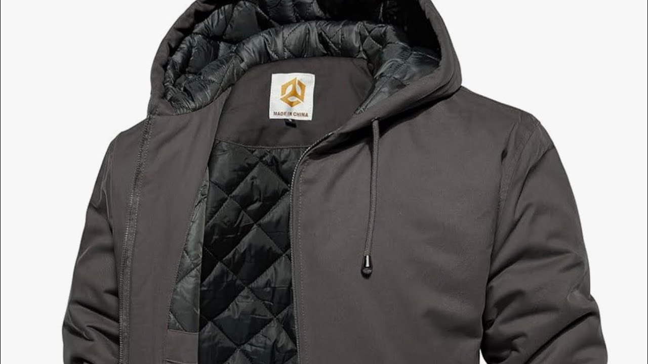 Carwornic men’s winter hooded active jacket with warm quilted lined cotton