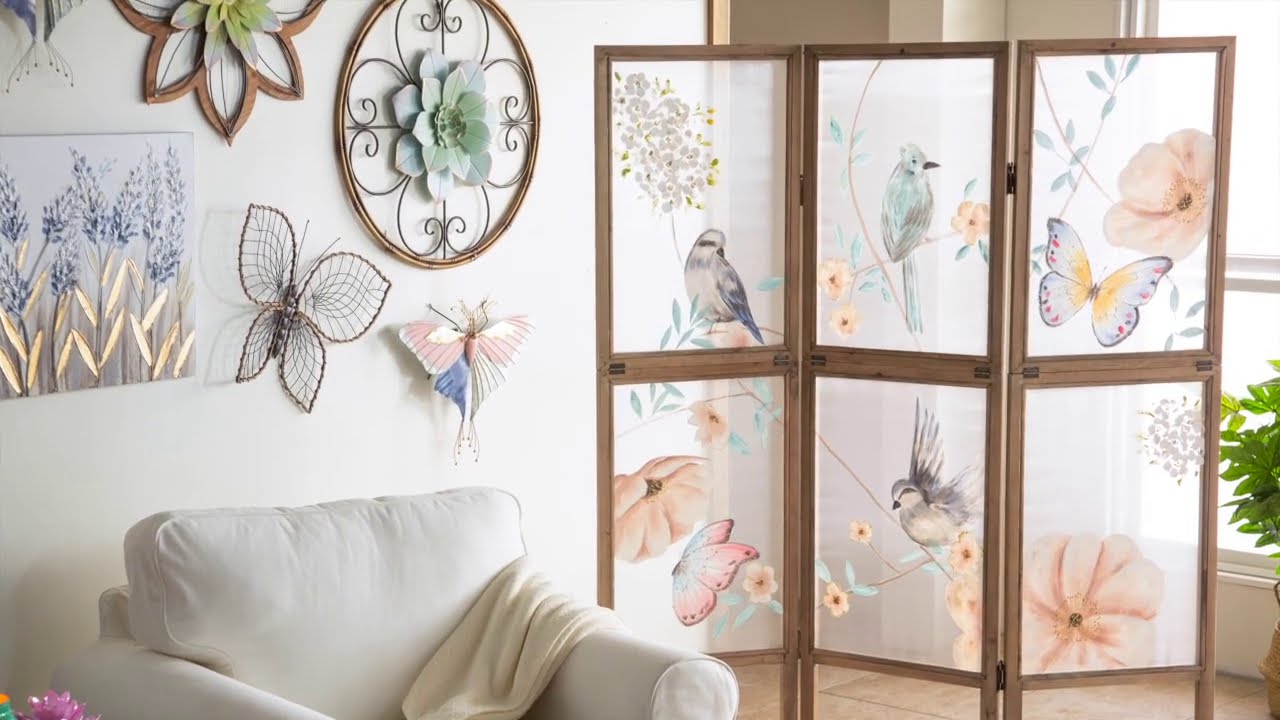 Two-Way Foldable Painted Room Divider Screen