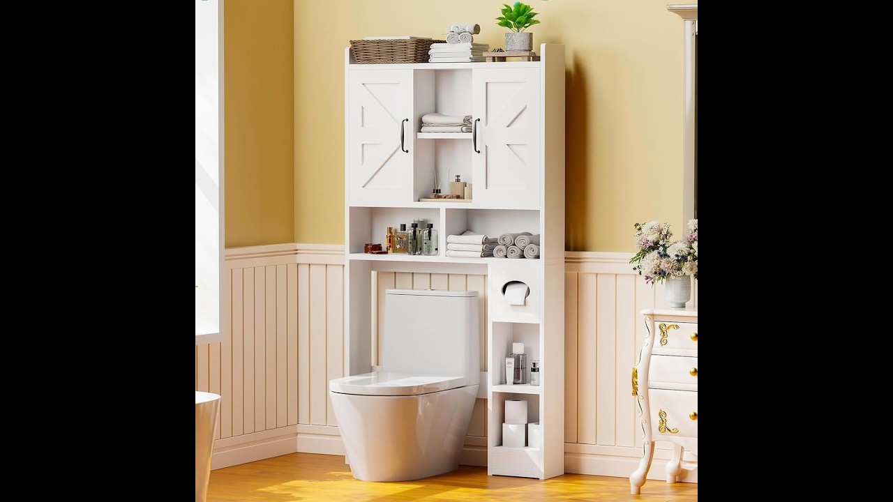 Simple Trending Bathroom Organizer, White Review - Pros & Cons - over the toilet storage cabinet