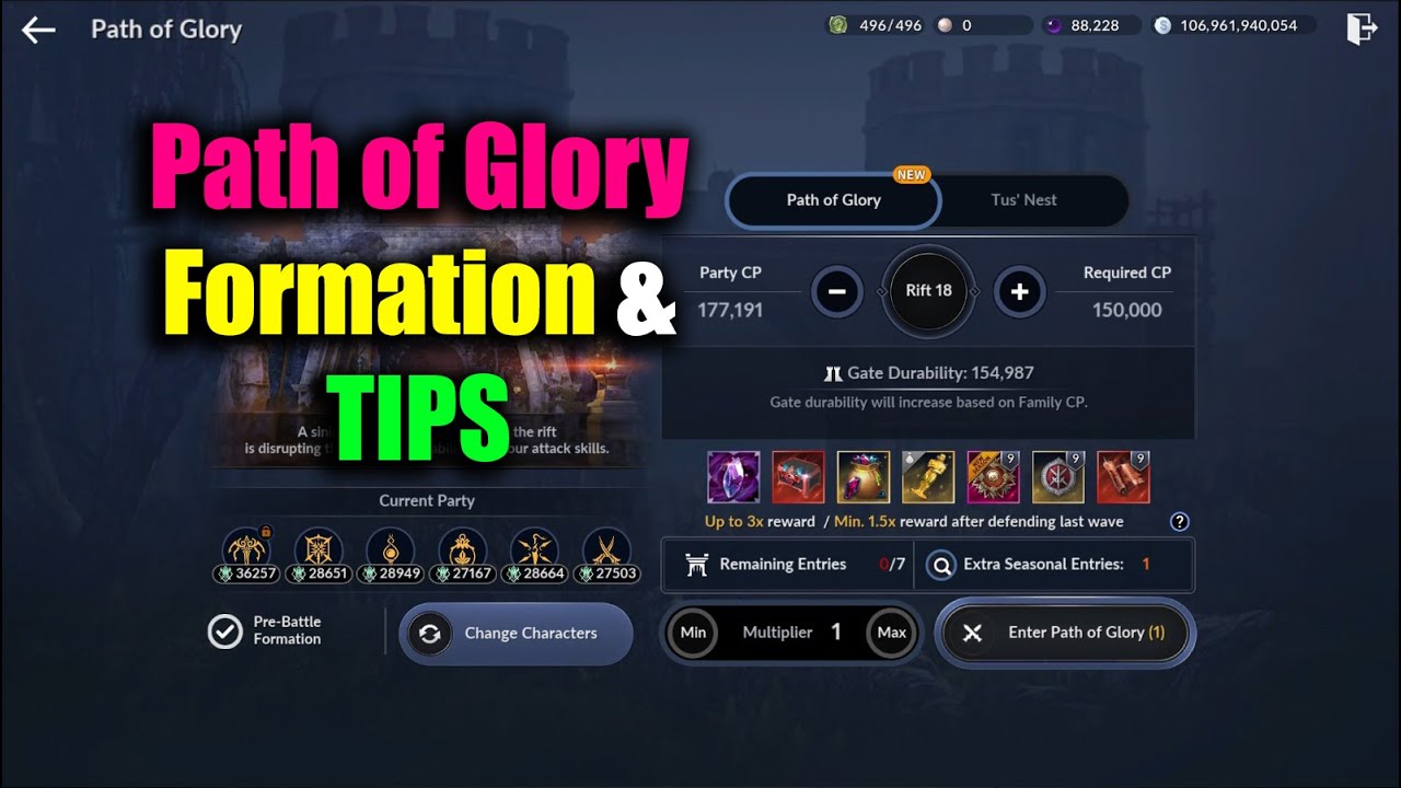 Black Desert Mobile Path of Glory Formation & Tips
